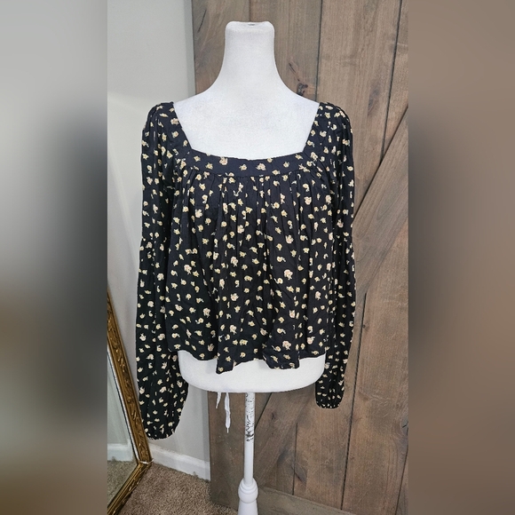 BILLABONG Just Beachy Floral Print Top In Black/yellow Multi. Size Small - Picture 12 of 16